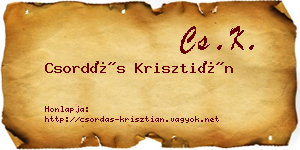 Csordás Krisztián névjegykártya